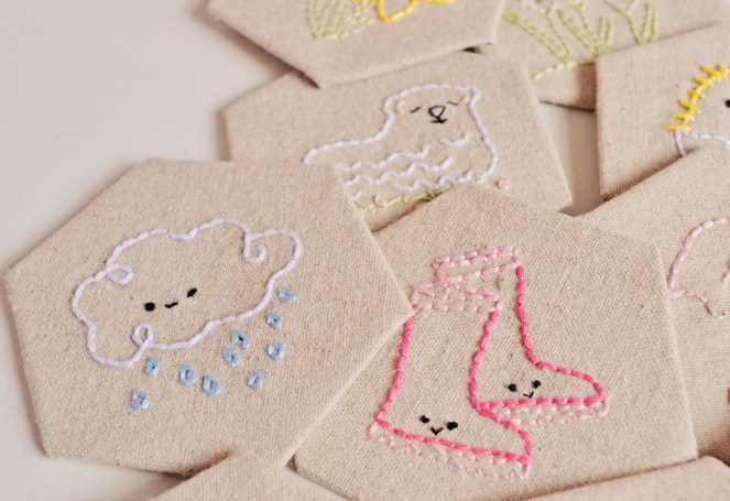 Embroidered Hexagons: Spring Stitching