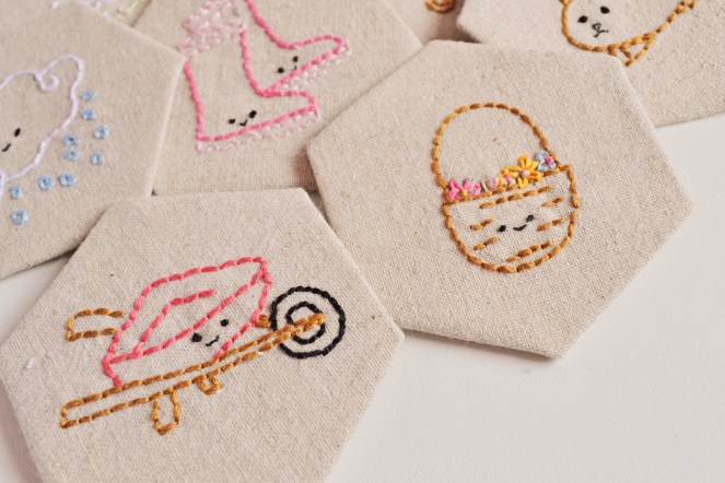 Embroidered Hexagons: Spring Stitching