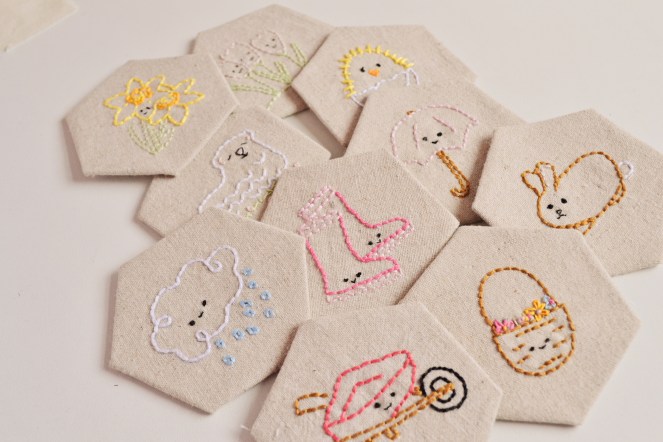 Embroidered Hexagons: Spring Stitching
