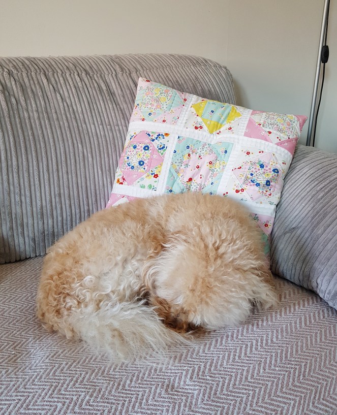 Bluebirds on Roses Economy Block Cushion