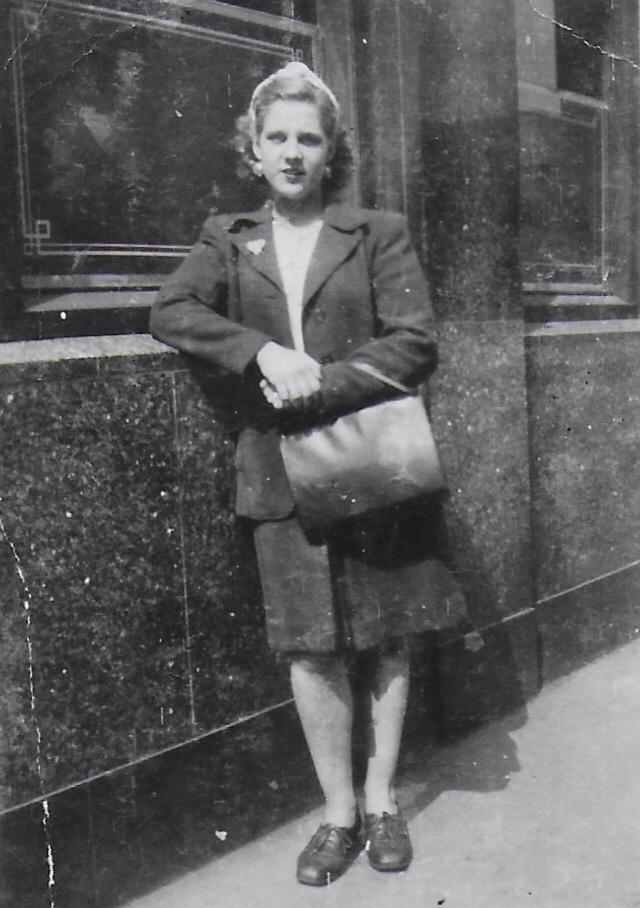 Grandma off to work at the uniform factory WWII